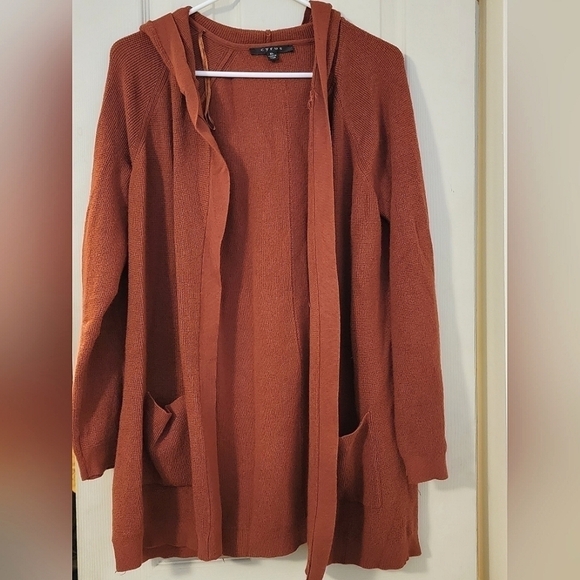 Women's Cyrus open front hooded burnt orange hooded cardigan, size XL - Picture 1 of 3